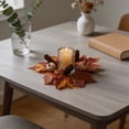 thumbnail image 6 of AYktou Fall Candle Rings, 10 Inch Artificial Maple Leaves Berries Pumpkin Wreath Candlestick, Thanksgiving Table Decor Farmhouse Candle Holder Halloween Gift for Front Door Festival Home Decor, 6 of 7