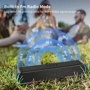 Bluetooth Soundbar with RGB Lights, 20W Home Theater Speaker, 4 Dynamic Light Modes, Built-in 2000mAh Battery, Compatible with TV, PC, Phone, Tablet