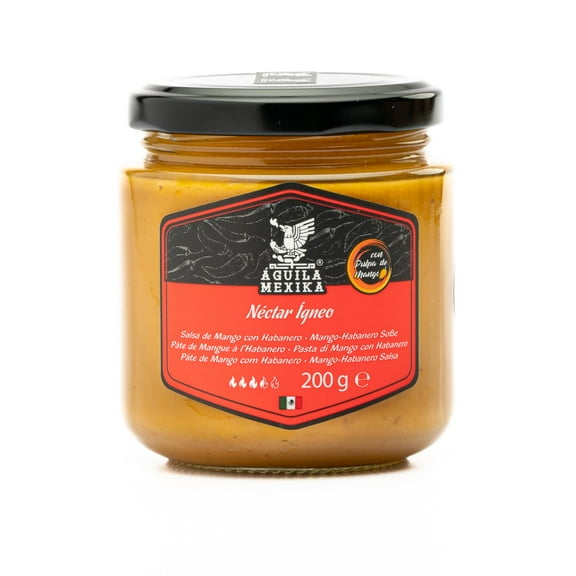 FUEGO AZTECA Salsa Premium Néctar Ígneo Pulpa de Mango con Chile Habanero y Aceite de Oliva