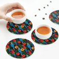 thumbnail image 4 of Leather Coasters with Heat-resistant for Drinks, Colorful Cartoon Parrot Leaves -标题2 Round Shape, 4 of 5