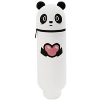 1 Pcs Panda Silicone Pencil Case,Office cabinet Panda Silicone Pencil Case 2 In 1 Soft Silicone Case Kawaii Table Pen Holder Pencil Holder Cute Pencil Case Zipper Foldable Pen Bag(love)