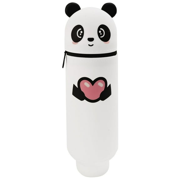 Under $5 Panda Pencil Case, 2-In-1 Panda Silicone Pencil Case, Foldable Pen Bag with Zipper, Kawaii Table Holder for Desk, Multicolor Cute Pencil Pouch, by Goohae
