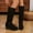 Black, variant on Women's Knee High Boots Wide Calf Platform Tall Boot Round Toe Fall Winter Boots