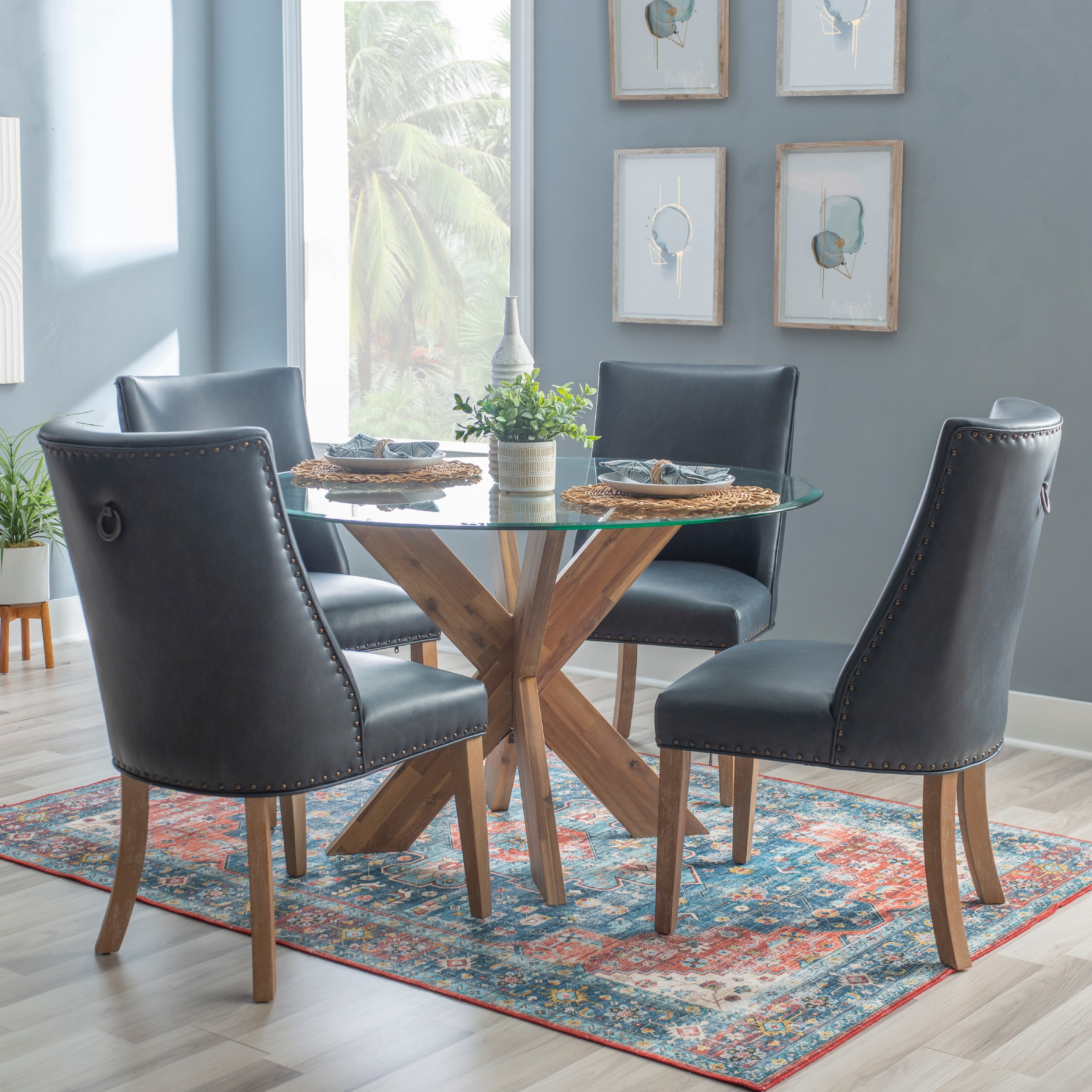 Powell Augusta 5-Piece Dining Set, Navy/Natural