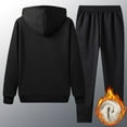 thumbnail image 6 of Hinvhai Sherpa Lined Sweatsuit Men Winter 2 Piece Set Thicken Warm Casual thermal Fleece Full Zip Hoodie Coat and Pant Outfits Black 4(M), 6 of 9
