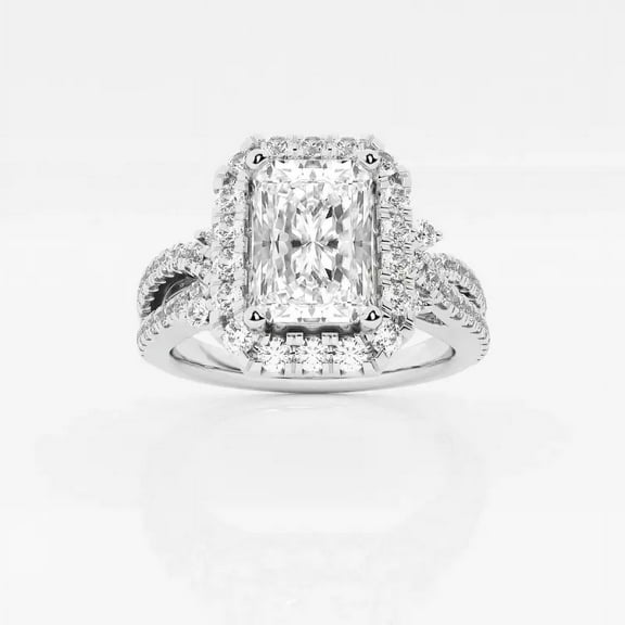 Cloud Jewel 14K White Gold Plated Diamond Rings - Radiant Cut Excellent 1.6 Ct Diamond Rings for Women's - Twisted Cross Over Shank Engagement Rings for Women's - Party Wear Diamond Rings