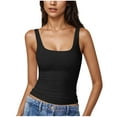 thumbnail image 2 of EchfiProm Trendy Tops for Women Square Neck T-Shirts Black Slim Pullover Y2K Ladies Sleeveless, 2 of 7