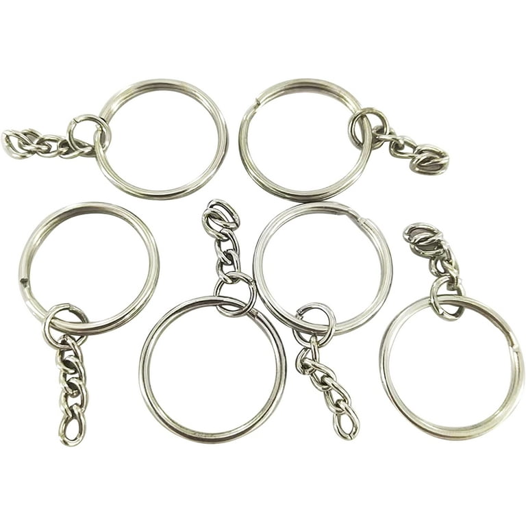 SYSOLYWIN 100 Sets Split Key Chain Rings with Chain and Jump Rings Bulk for Crafts Supplies 1 inch - Silver Color A072