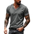 thumbnail image 7 of Hearthz Mens Graphic T-Shirts Moisture Wicking Breathable Athletic Fit T-Shirt Men V Neck Short Sleeve Shirt Men Basic Basketball Jersey Dark Gray M, 7 of 7