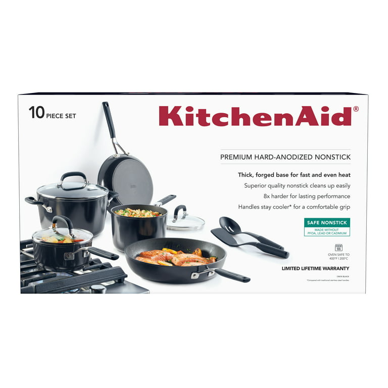 KitchenAid Hard Anodized Nonstick Set, Onyx Black - Walmart.com