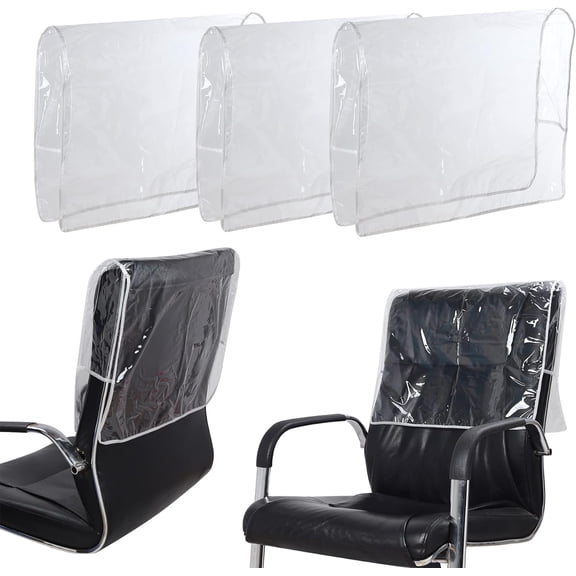 Perfehair Plastic Salon Chair Back Covers Protectors - Pack of 3, Clear Vinyl Cover for Most Standard Salon Chairs. Protect Chairs from Stains, Chemicals, Mousse, Color, Peroxide & Bleach
