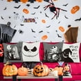 thumbnail image 5 of 4Pcs Halloween Jack and Sally Christmas Pillow Covers 18x18 Inch Horror Cartoon Skull Throw Pillow Case Decorations Linen Decorative Square Cushion Covers for Home Sofa Couch Bed, 5 of 7