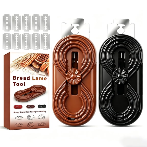2PCS Bread Scoring Tool Set with Magnetic Handle – Upgraded Dough Lame for Sourdough Bread, Extractable Blade Bread Cutter, Includes 10 Replacement Razor Blades