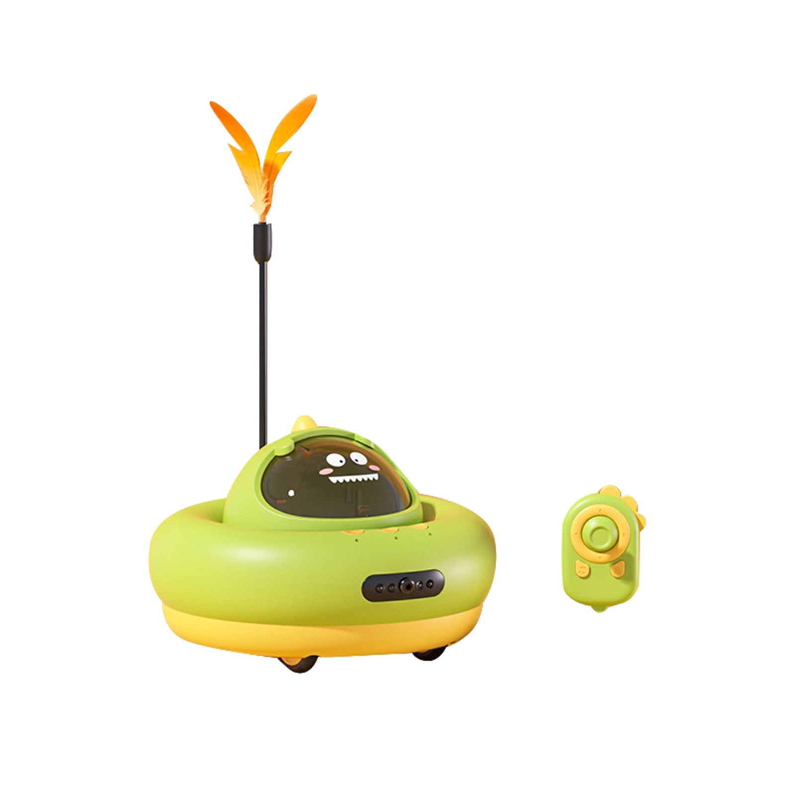 Interactive Smart Cat Automatic Food Dispensing Remote Control Toy For Indoor Play And Exercise(Green-15.5Cm)