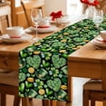 thumbnail image 5 of St. Patrick's Day Table Runner - 90 Inch Long Spring Shamrocks Green Love Hats Plants Black Cotton and Linen Blended Dress Scarves Farmhouse Table Runner for Kitchen Dining, Coffee Table, 13" x 90", 5 of 8