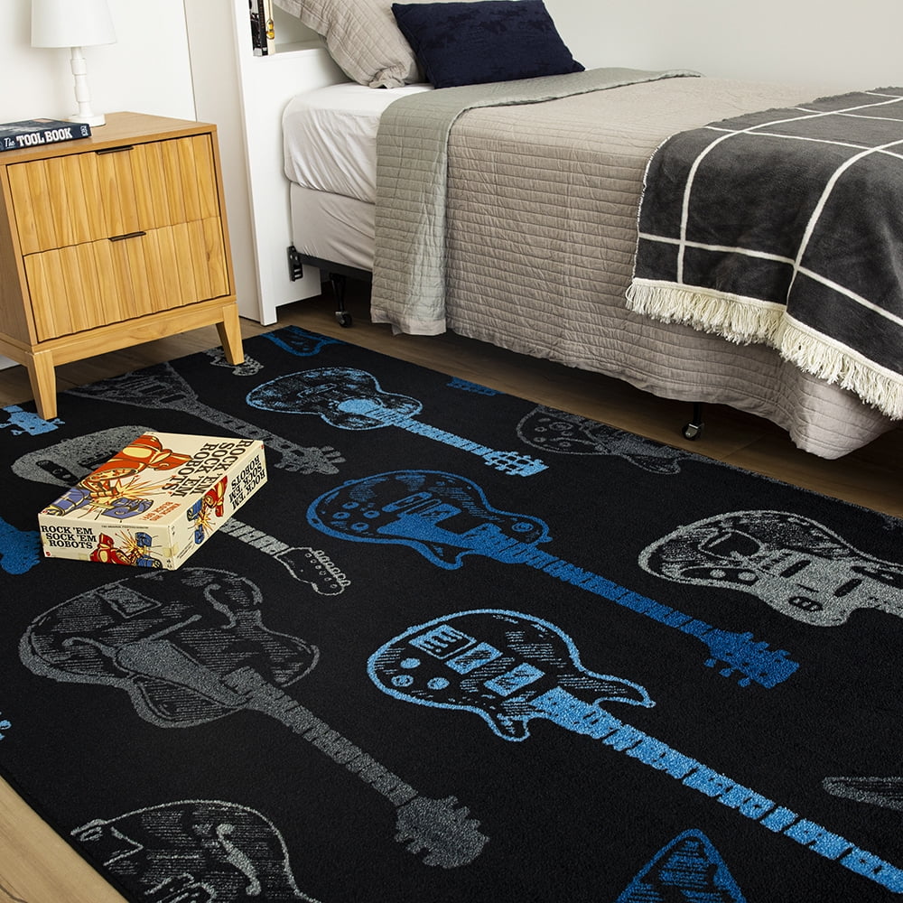 Mohawk Home Guitar Montage Printed Indoor Area Rug in Blue, 5'x8'