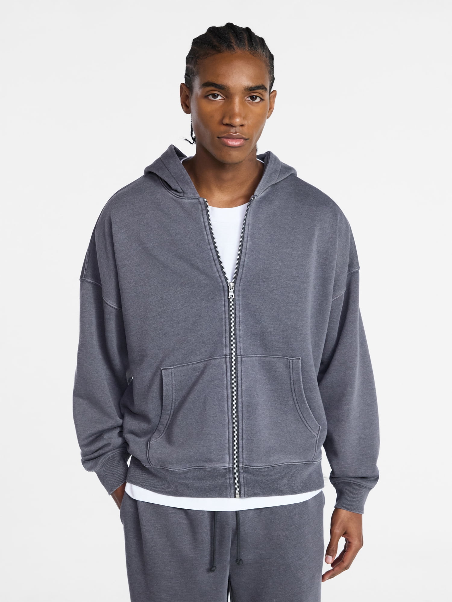 No Boundaries Zip Hoodie with Long Sleeves, Men's XS-4XLT