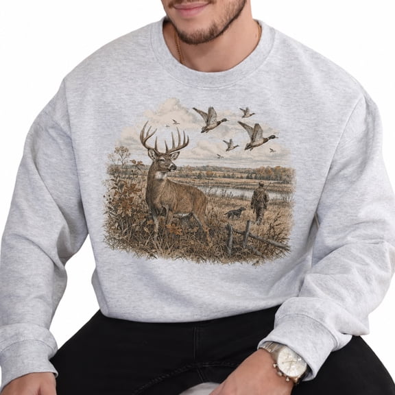 Vintage Whitetail Deer and Duck Hunting Sweatshirt for Men and Women, Sizes S-3XL