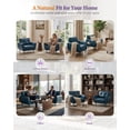 thumbnail image 3 of LAZZO Tufted Leather Accent Chair, Mid-Century Modern Upholstered Armchair for Living Room and Bedroom, Blue, 3 of 8