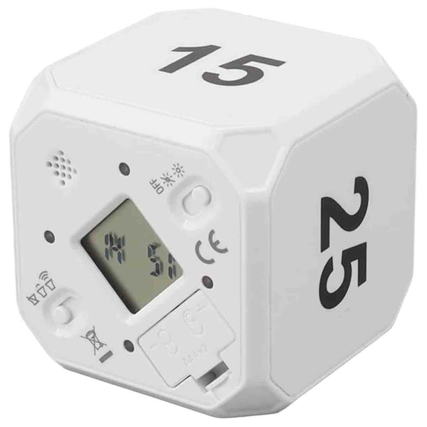 Temporizador de Cubo Digital Con Pantalla LED - Productividad y Estudio Inteligente, Cocina, Cuenta Regresiva Personalizada (Blanco)