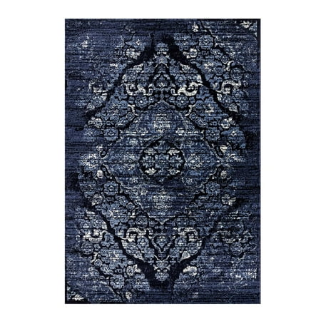 - Ladole Rugs European Anatolia Collection Classic Vintage Soft Turkish Indoor Area Rug Carpet in Navy Blue, 2x3 (2' x 3'3