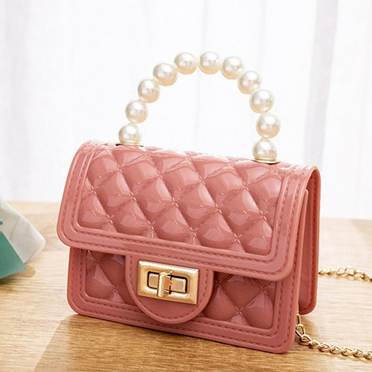 Small Sweet Handbag Pearl Candy Color Purse Wallet Lingge Crossbody Bag  Women Shoulder Bags Korean Coin Purse Mini Messenger Bags WHITE 