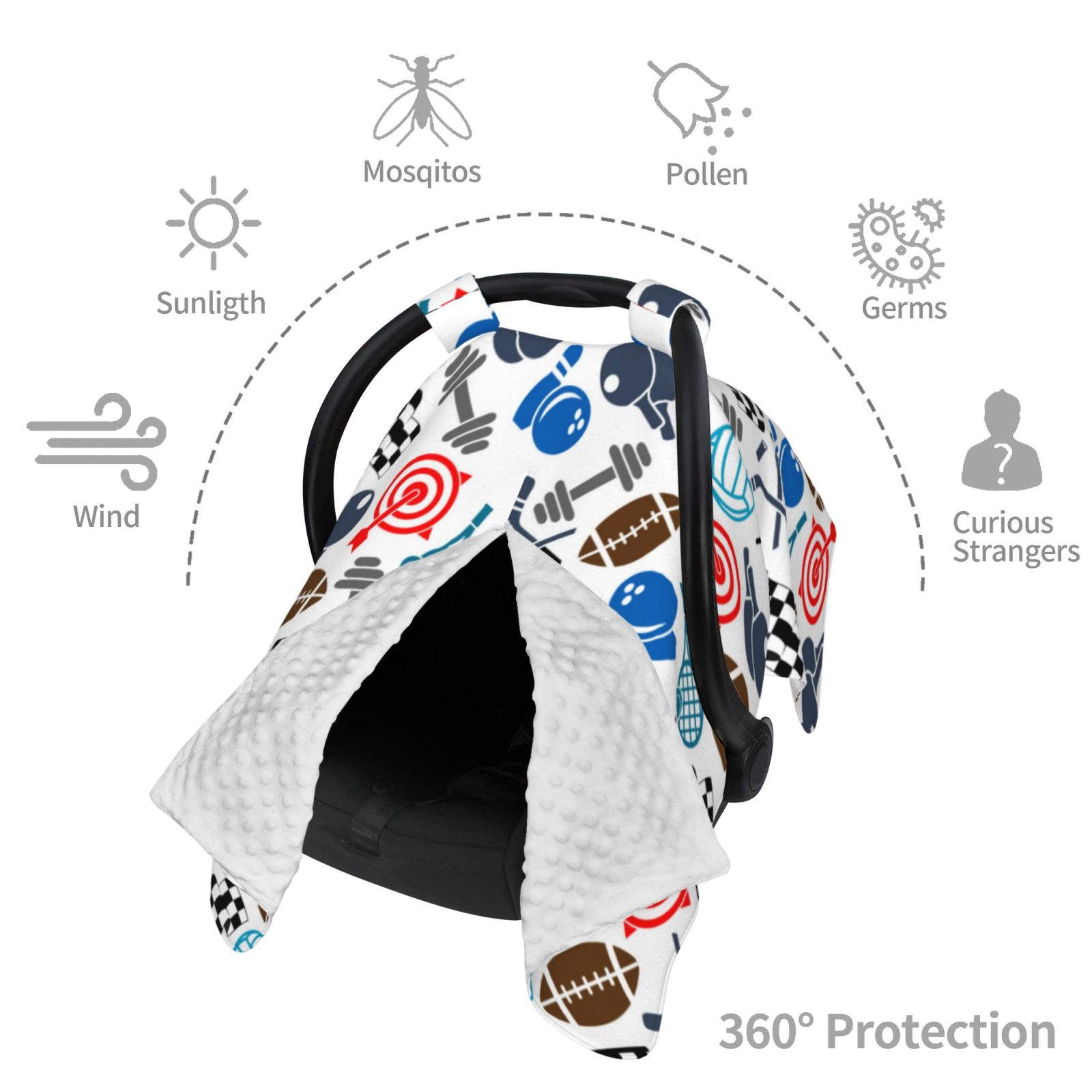 Car Seat Cover Baby - Sport Items Breathable Infant Car Seat Cover for Baby Carseat, Lightweight Comfort Baby Essentials Must Haves Newborn Stuff for Girl Boy