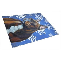 Carolines Treasures LH9295LCB French Bulldog Winter Snowflakes Holiday Glass Cutting Board Large, 12H x 16W, multicolor