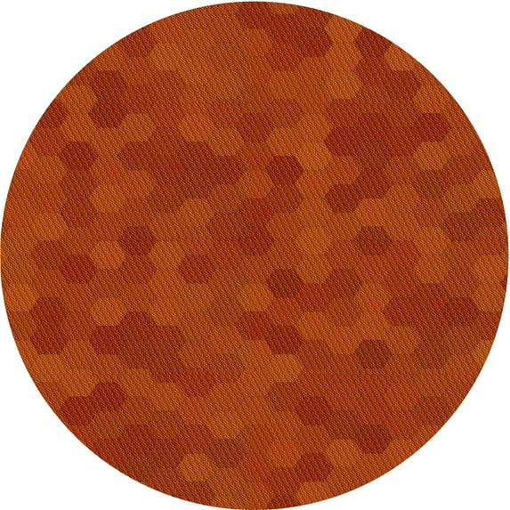 Ahgly Company Machine Washable Indoor Round Transitional Orange Red Orange Area Rugs, 8' Round