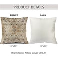 thumbnail image 2 of 2Pcs Boho Throw Pillow Covers Ethnic Floral Cotton Linen Square Cushion Cover Standard Pillowcase for Men Women Home Decorative Sofa Armchair Bedroom Livingroom 16 x 16 inch, 2 of 6