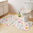 thumbnail image 4 of Watercolor Floral Bathroom Rugs Set Light Pink Wildflowers Leaves Botanical Non Slip Absorbent Soft Bath Mats 3 Piece Set with Bathroom Rug, U-Shaped Floor Mat, Toilet Seat Cover Small Size, 4 of 9