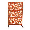 thumbnail image 3 of 6' Rusted Orange Rectangular Home Furniture Collections Geometric-Designed Decorative Squares Privacy Screen, 3 of 7