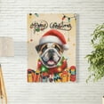 thumbnail image 2 of Merry Christmas Santa Bulldog Scarf Twinkling Lights Xmas Holiday Vertical Matte Canvas Poster Dog Lover Gifts Idea Wall Art Home Decor - 00022, 2 of 5