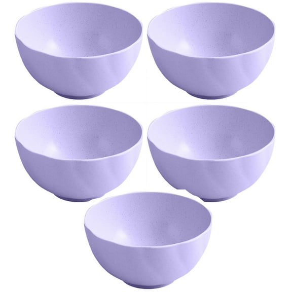 Eliaeconx Wheat Straw Bowls, 6-Inch Dinner Bowls Set of 5, Eco-Friendly Dishware, Lightweight and , Microwave Safe, for Everyday Household Use, Purple