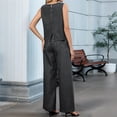 thumbnail image 6 of Women'S Two Piece Denim Suits Sleeveless Denim Vest Wide Leg Jeans Wide Leg Pants Clothing Black & Gray Suit XL, 6 of 7