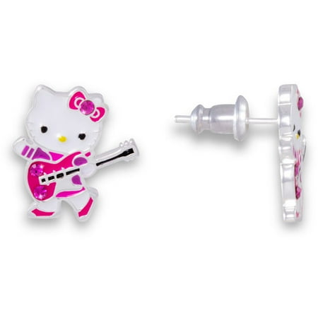 Hello Kitty Crystal Silvertone Stud Earrings