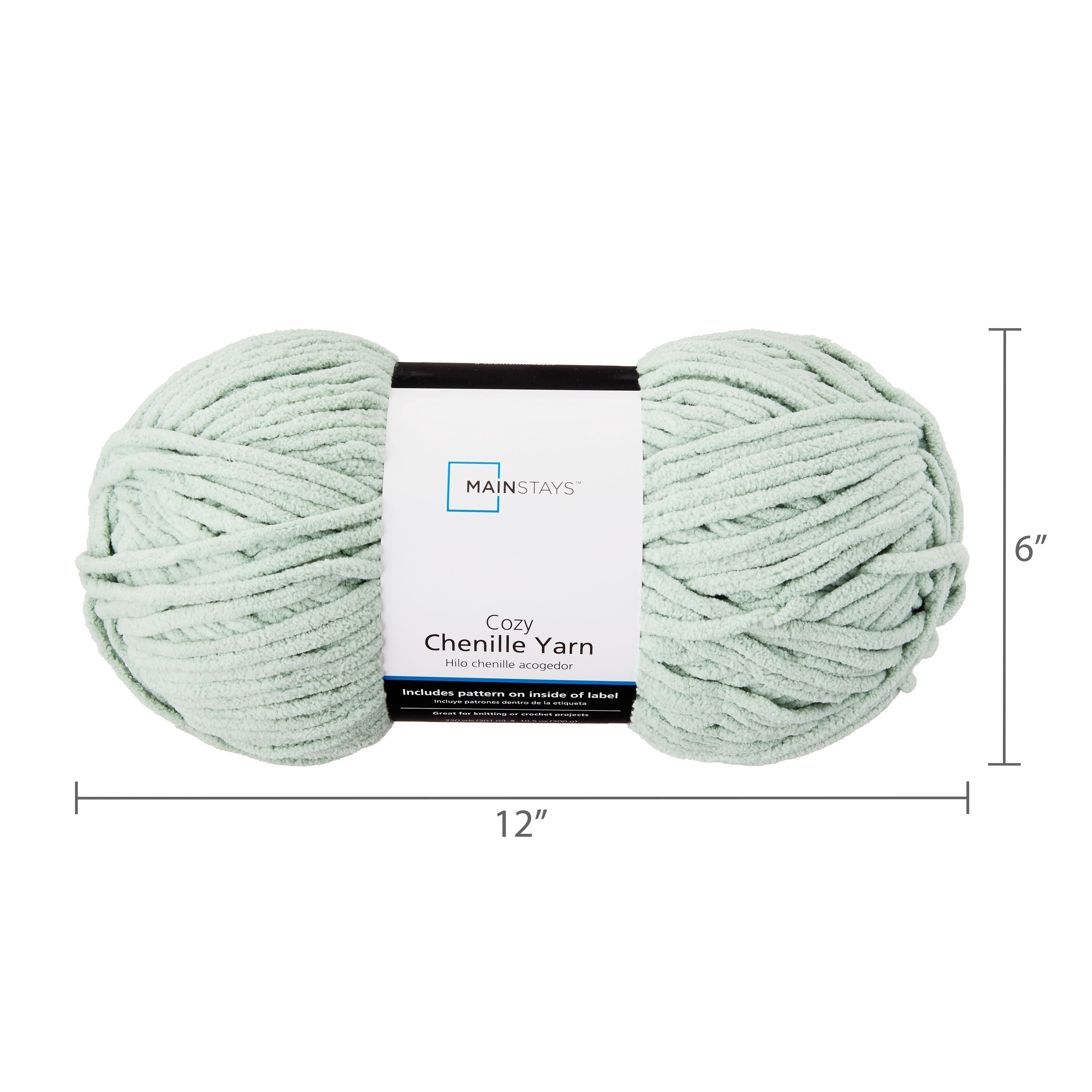 Mainstays Cozy Chenille, Bulky, 100% Polyester, Yarn, Sage, 220 yd, Pack of 4