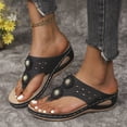 thumbnail image 7 of IUJSOY Womens Flip Flops Summer Wedge Shoes Cushion Footbed Boho Sandals Orthopedic Dress Slides, 7 of 7