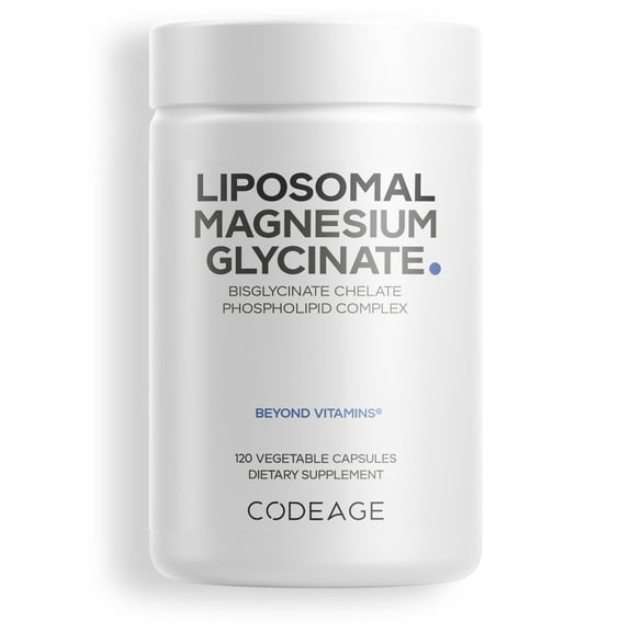 Codeage Liposomal Magnesium Bisglycinate Chelate Mineral Supplement, Phospholipids, 120 ct