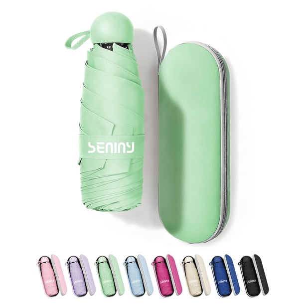 Paraguas plegable mini portátil Seniny con protección UV, 18 cm