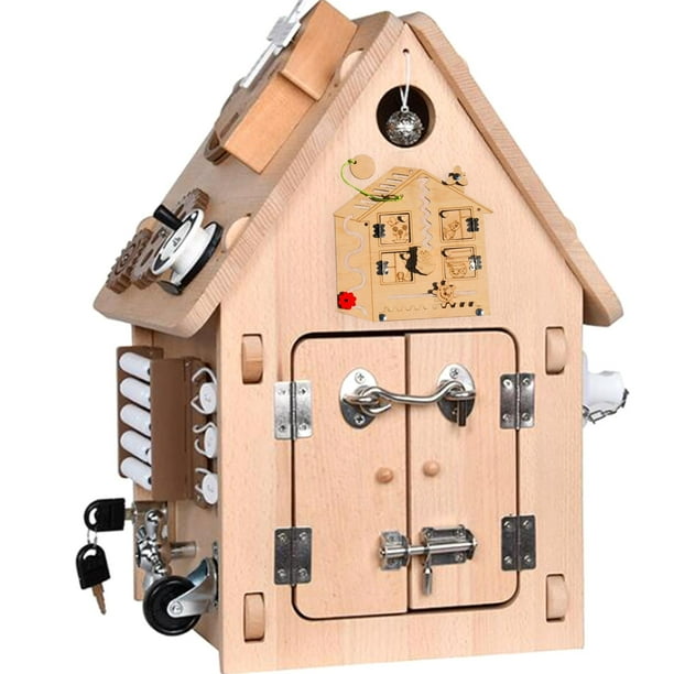 Tablero ocupado Montessori de madera, accesorios de bricolaje, Material de enseñanza, juguete de habilidad de aprendizaje, juguetes sensoriales de Casa Hugo Material de tablero ocupado