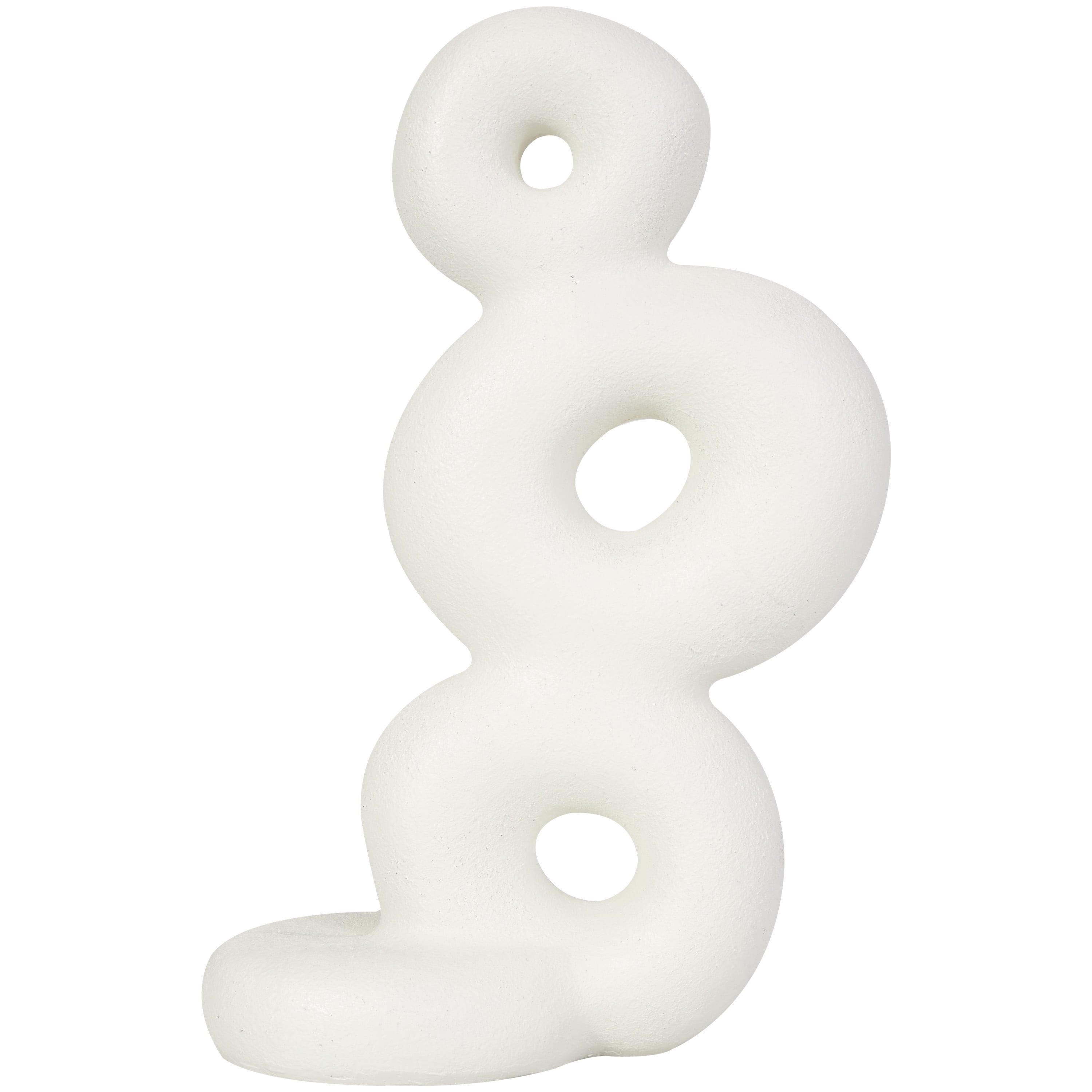 9" x 14" White Resin Stacked Circle Ring Abstract Sculpture, by DecMode