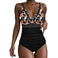 thumbnail image 1 of Maillot de Bain pour Femmes avec Imprimé Multicolore, Design Ajusté, Bas avec Jupe Intégrée, Larges Bretelles Réglables, Fente Latérale, Tenue de Piscine et de Plage Toutes Saisons, 1 of 6