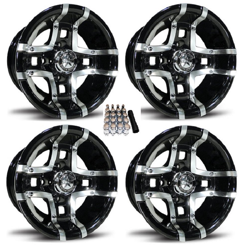 Fairway Alloys 10" Prestige Gloss Black Golf Cart Wheels/Rims Yamaha