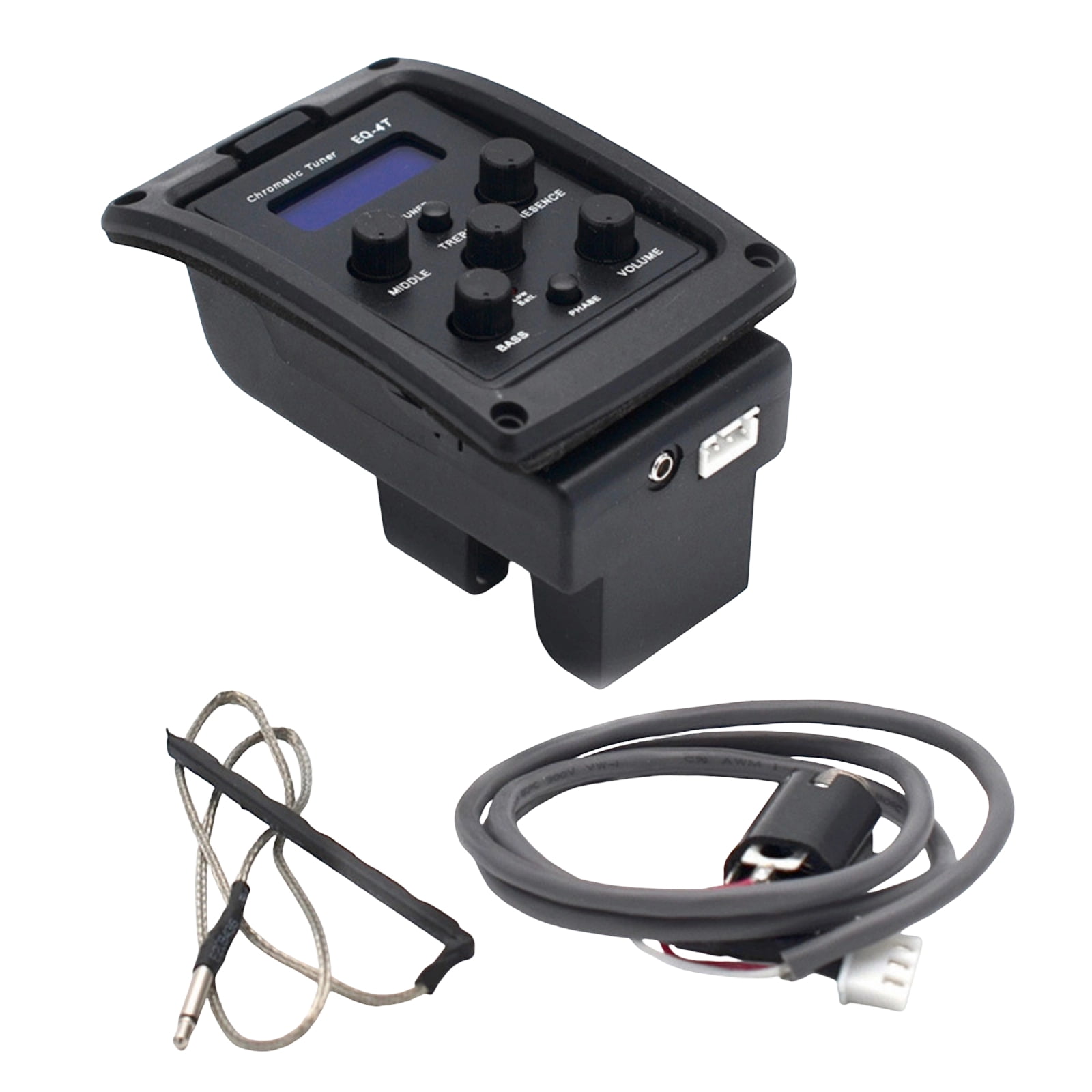 Professional 4 Acoustic Guitar Preamp Amplifier Electric Guitar EQ Equalizers with 6.5mm Output Pick Up & LCD Tuner