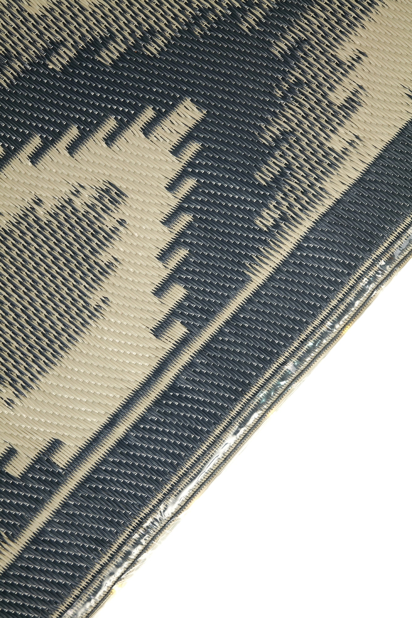 Auto Drive 9'x 12' Reversible Grey/Blue Lighted Ikat RV Patio Mat, Perfect for RV Patios and Garden Patios, Polypropylene