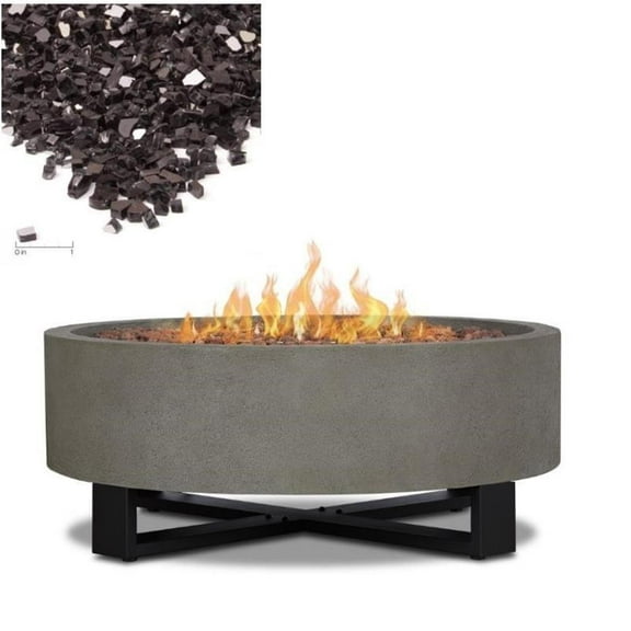 Home Square 2-Piece Set with Propane Fire Bowl for Outdoors and Fire Glass