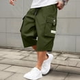 thumbnail image 2 of Nestiefly Men's Casual Drawstring Capri Cargo Pants, 3/4 Length Long Drawstring Stretch Elastic Waist Shorts Multi Pockets Below Knee Army Green M, 2 of 4
