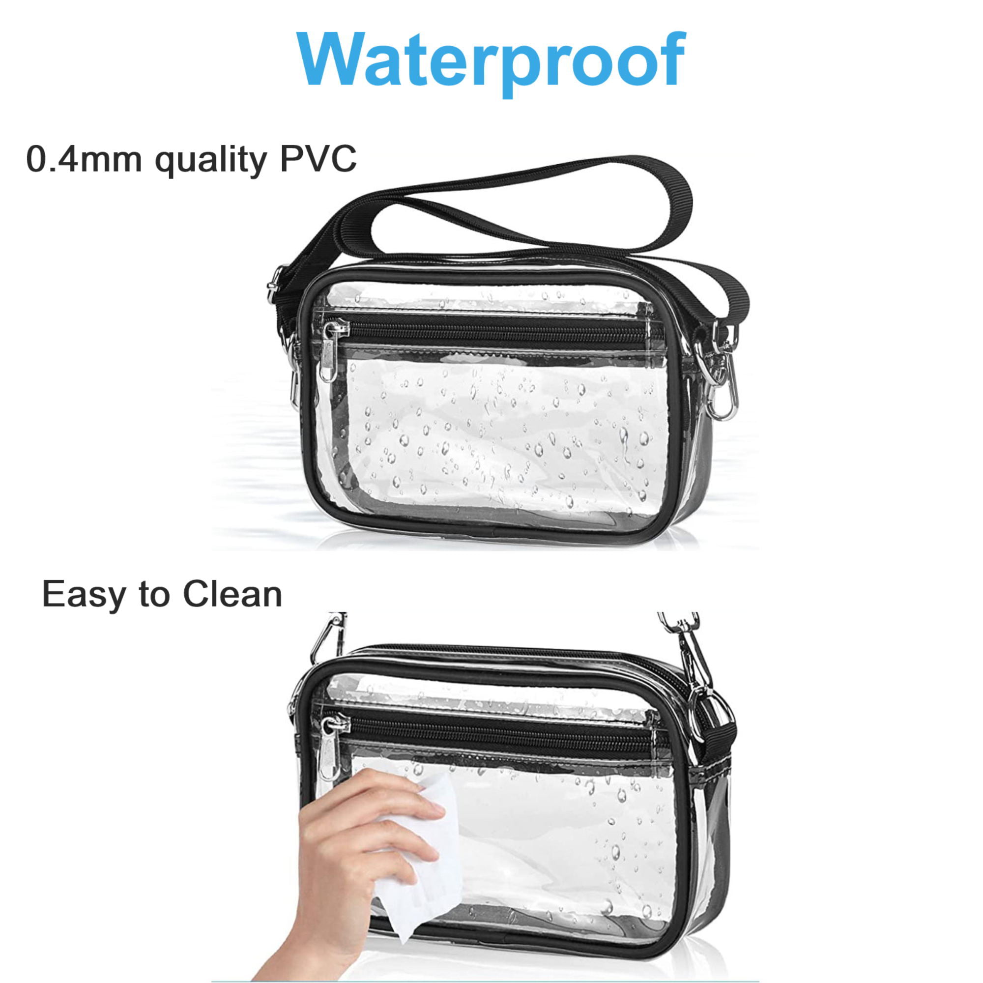 Juoxeepy Clear Bag Stadium Approved Clear Purse Concert Stadium Clear  Crossbody Bag PVC Clear Shoulder Bag Clutch