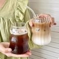 thumbnail image 2 of Striped Glass Tumblers Coffee Cup For Iced Coffee Bubble Tea And Beverage Drinks, 2 of 20
